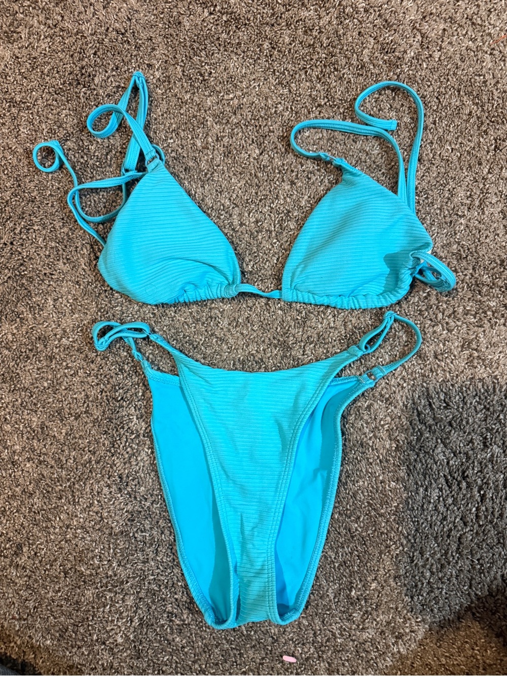 PacSun Turquoise Ribbed String Bikini Set